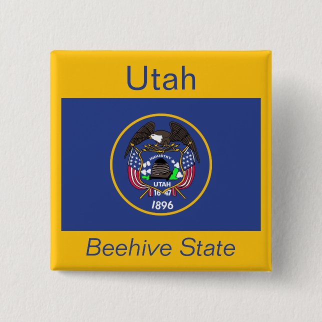Badge Carré 5 Cm Bouton Indicateur Utah (Devant)