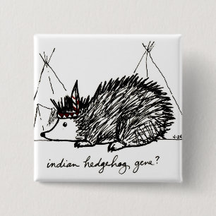Badge Carré 5 Cm Bouton indien de gène de hérisson