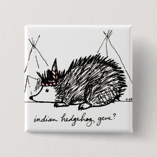 Badge Carré 5 Cm Bouton indien de gène de hérisson