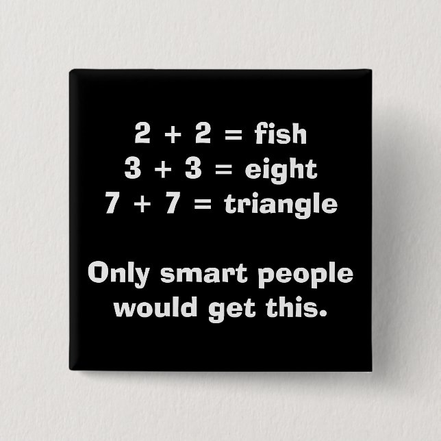 Badge Carré 5 Cm Bouton intelligent de maths de personnes (Devant)