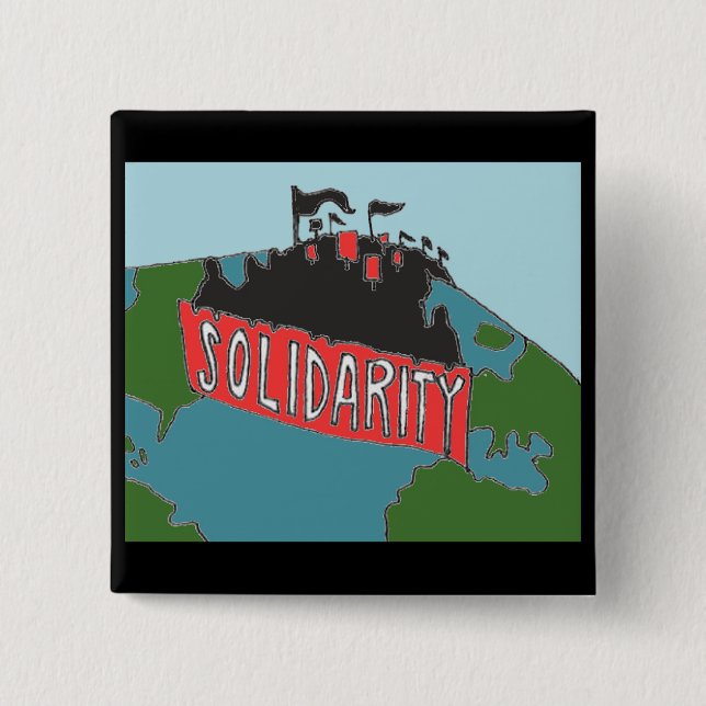 Badge Carré 5 Cm Bouton international de solidarité (Devant)