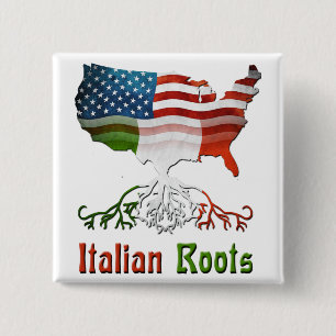 Badge Carré 5 Cm Bouton italien américain de racines