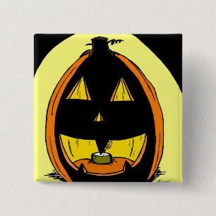 Badge Carré 5 Cm Bouton Jack o' Lantern