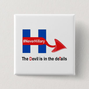 Badge Carré 5 Cm Bouton Jamais Hillary Détails du diable