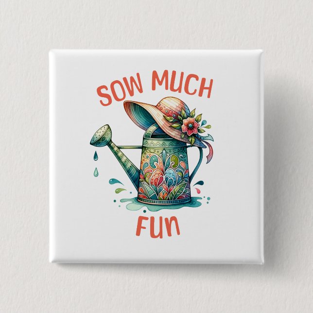Badge Carré 5 Cm Bouton Jardin Plaisant (Devant)