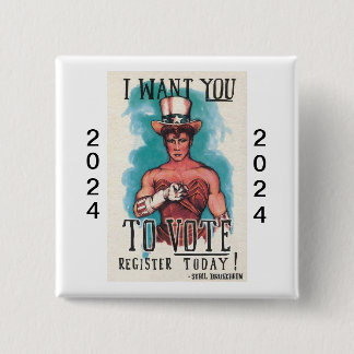 Badge Carré 5 Cm Bouton Je VEUX QUE VOUS VOYEZ