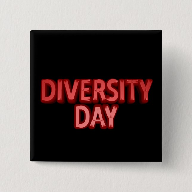 Badge Carré 5 Cm Bouton Jour de la diversité (Devant)