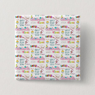 Badge Carré 5 Cm Bouton Joyeux Anniversaire Famille Surprise