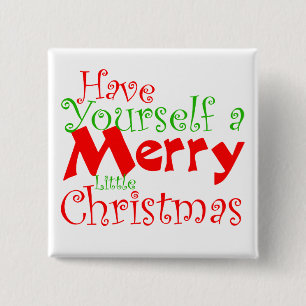 Badge Carré 5 Cm Bouton Joyeux Noël