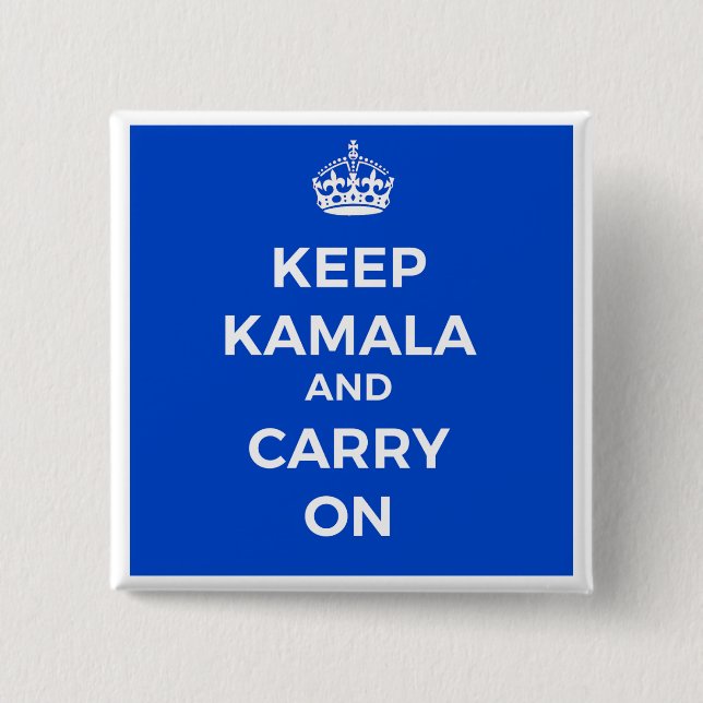 Badge Carré 5 Cm Bouton Kamala Harris - Conserver le calme (Devant)