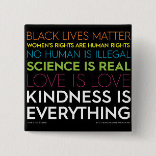 Badge Carré 5 Cm Bouton #KindnessisEverything Carré