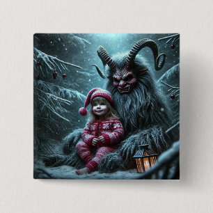 Badge Carré 5 Cm Bouton Krampus de Noël