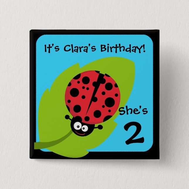 Badge Carré 5 Cm Bouton Ladybug personnalisé (Devant)
