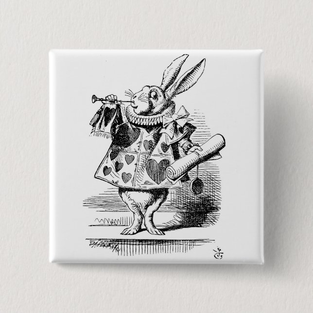Badge Carré 5 Cm Bouton Lapin (Devant)