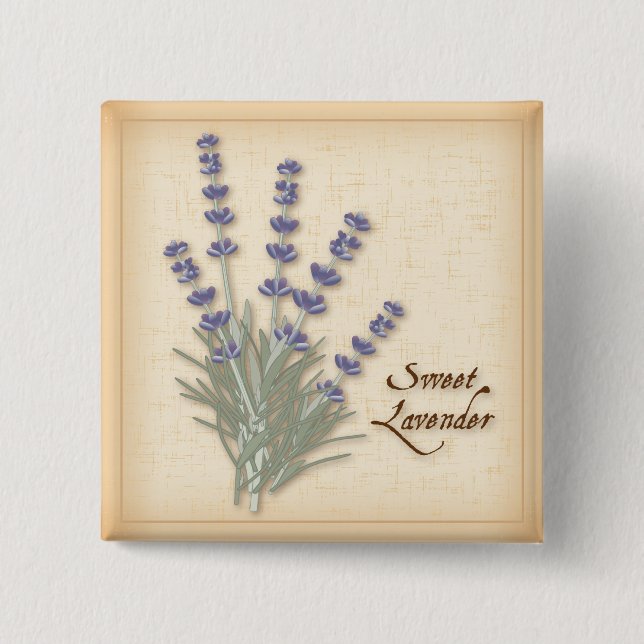 Badge Carré 5 Cm Bouton Lavande douce (Devant)