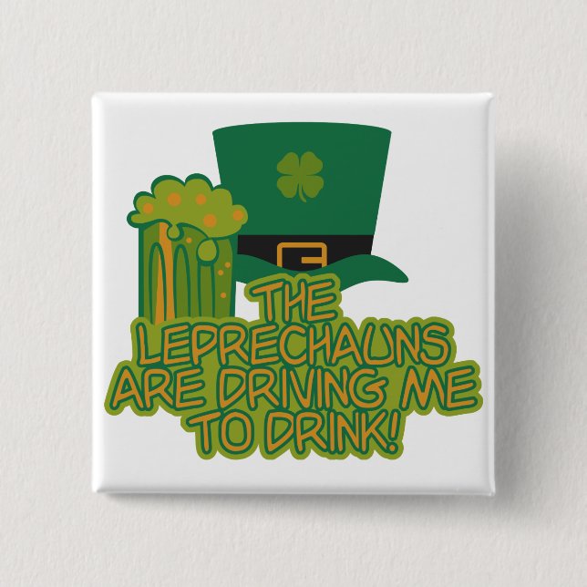 Badge Carré 5 Cm Bouton Leprechaun (Devant)