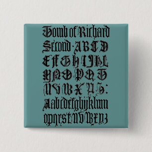 Badge Carré 5 Cm Bouton Lettres gothiques