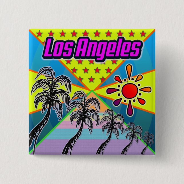 Badge Carré 5 Cm Bouton Liberté de Los Angeles (Devant)