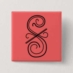 Badge Carré 5 Cm Bouton Ligne courbe