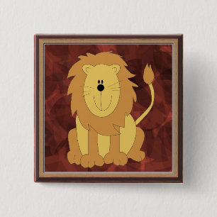 Badge Carré 5 Cm Bouton Lion
