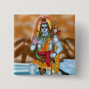 Badge Carré 5 Cm Bouton Lord Shiva