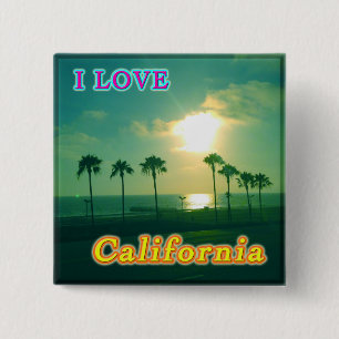 Badge Carré 5 Cm Bouton "Lovely California 1"