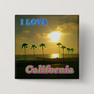 Badge Carré 5 Cm Bouton "Lovely California 2"