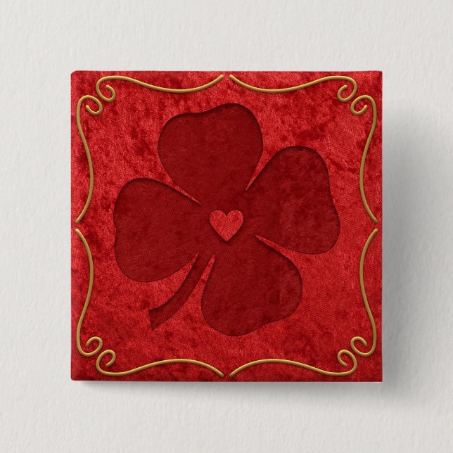 Badge Carré 5 Cm Bouton Lucky (Devant)