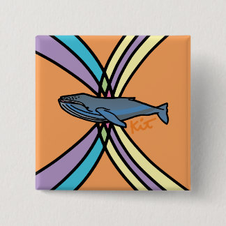 Badge Carré 5 Cm bouton magique de baleine
