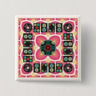 Badge Carré 5 Cm Bouton Mah Jongg Fan 2025