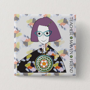 Badge Carré 5 Cm Bouton Mah Jongg Maven