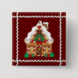 Badge Carré 5 Cm Bouton Maison pain d'épices