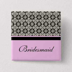 Badge Carré 5 Cm Bouton mariage damassé