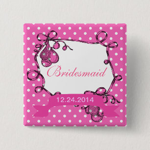 Badge Carré 5 Cm Bouton mariage de Bridesmaid