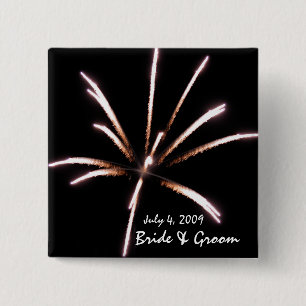 Badge Carré 5 Cm Bouton Mariage Fireworks