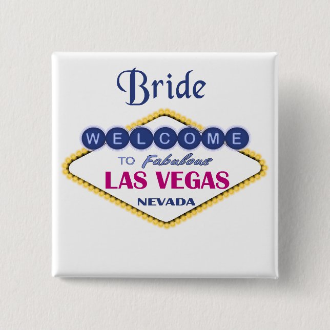 Badge Carré 5 Cm Bouton Mariée de Las Vegas (Devant)