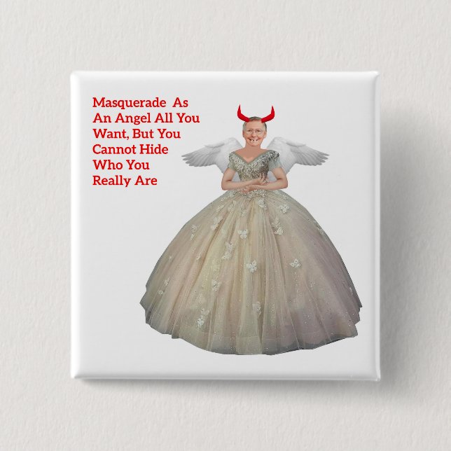 Badge Carré 5 Cm Bouton Masquerades Mitch McConnell (Devant)