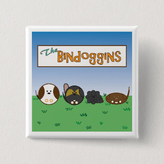 Badge Carré 5 Cm Bouton mignon de chiens, le Bindoggins