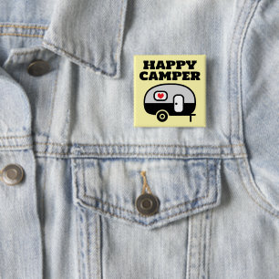 Badge Carré 5 Cm Bouton mignon Happy Camper pour propriétaire de VR