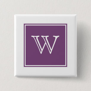 Badge Carré 5 Cm Bouton Monogramme Carré violet