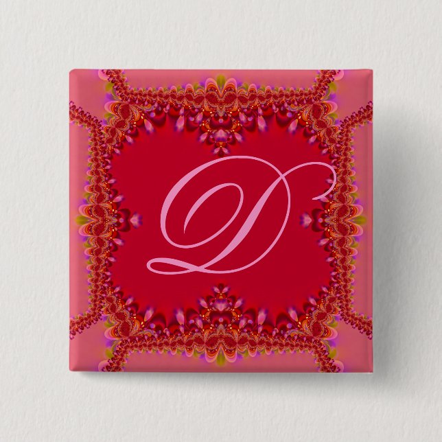 Badge Carré 5 Cm Bouton Monogramme de dentelle douce (Devant)