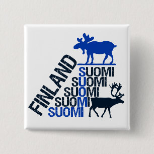 Badge Carré 5 Cm Bouton Moose & Reinder Finlande
