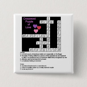 Badge Carré 5 Cm Bouton Mot-de-passe Puzzle d'amour