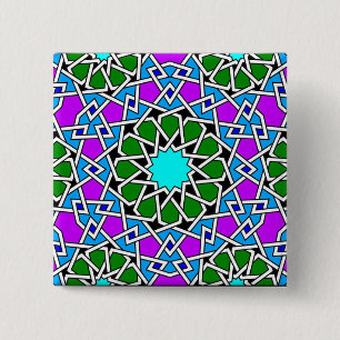 Badge Carré 5 Cm Bouton motif géométrique islamique