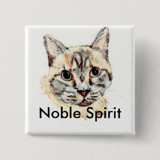 Badge Carré 5 Cm Bouton noble de chat d'esprit