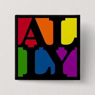 Badge Carré 5 Cm Bouton noir Carré Ally Pop