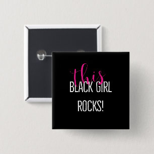 BADGE CARRÉ 5 CM BOUTON NOIR DE ROCHE DE FILLES