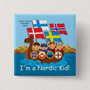 Badge Carré 5 Cm Bouton nordique 2017 d'enfant