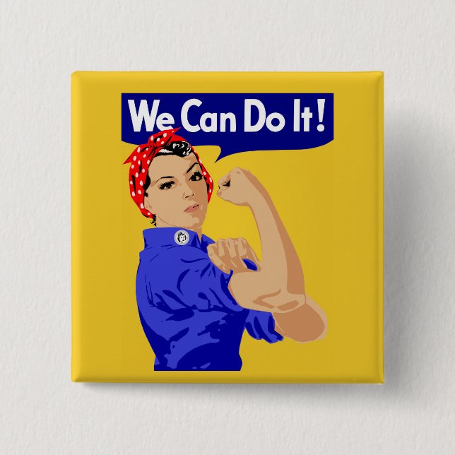 Badge Carré 5 Cm Bouton "Nous pouvons le faire" (Devant)