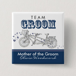Badge Carré 5 Cm Bouton nuptiale tandem de partie de "marié